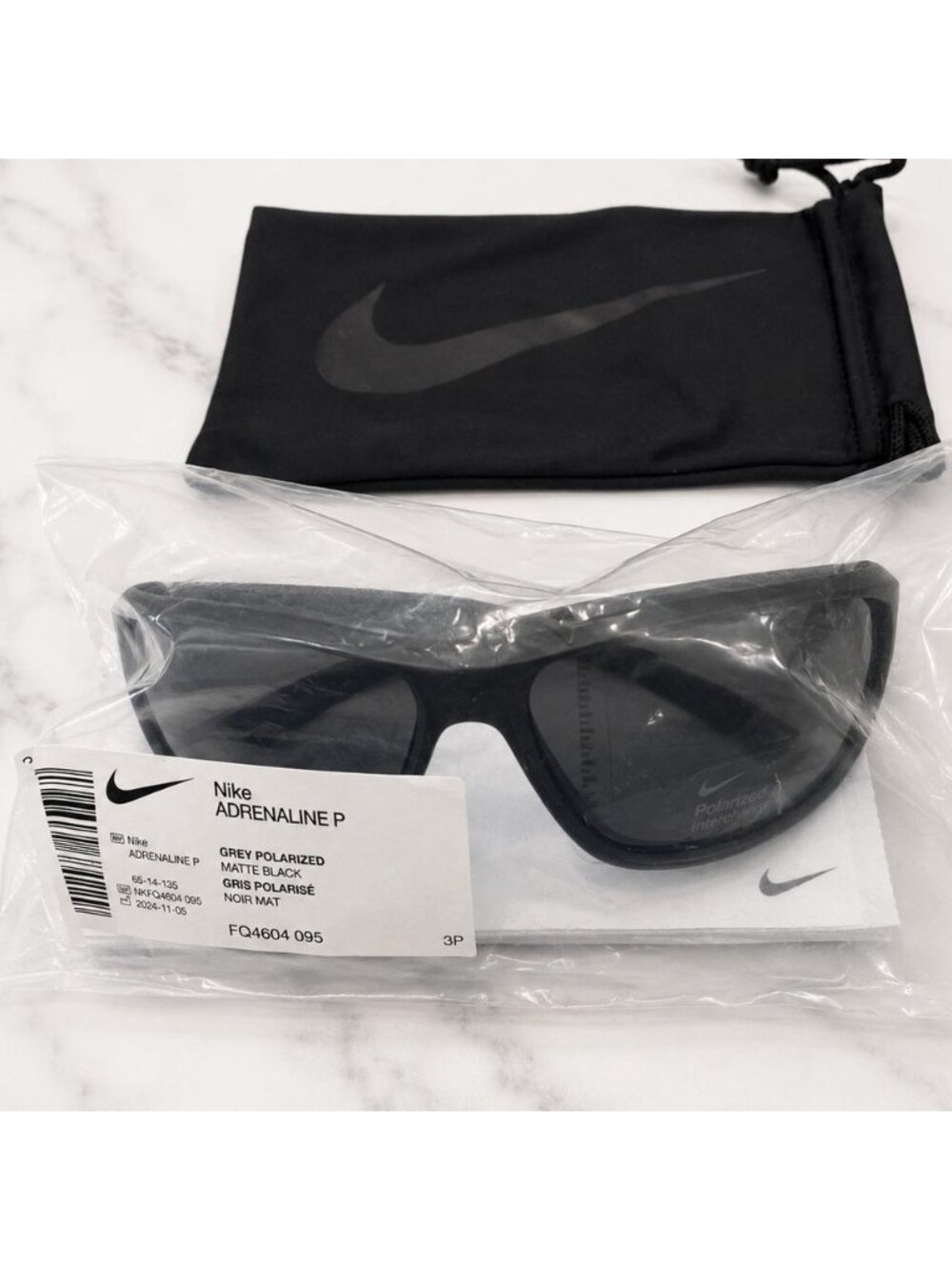 Brand New Nike Adrenaline P Polarized Sport Wrap Matte Black/Grey (095)